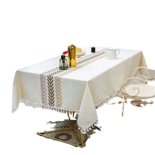 Elegant Cotton Linen Tablecloth Rectangle for Dining Room Decor