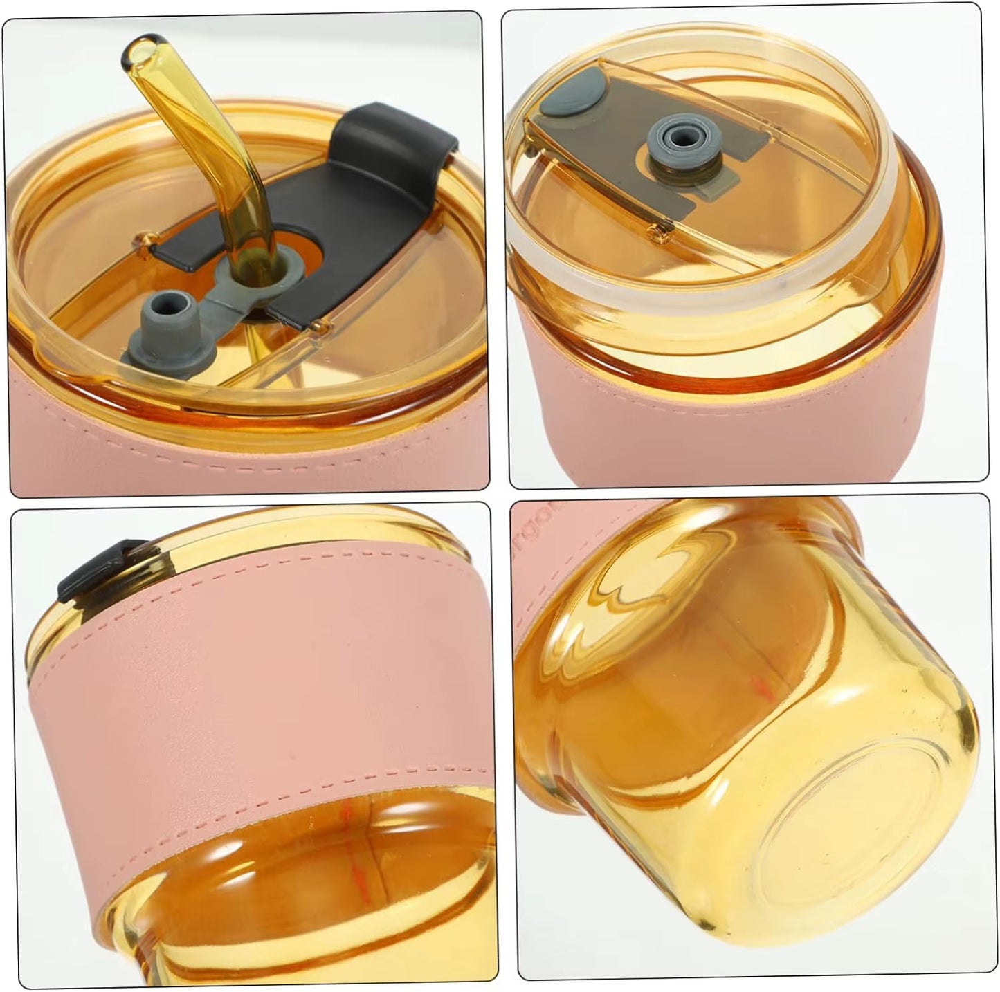 Portable Glass Coffee Cup with Leakproof Lid and Reusable Straw