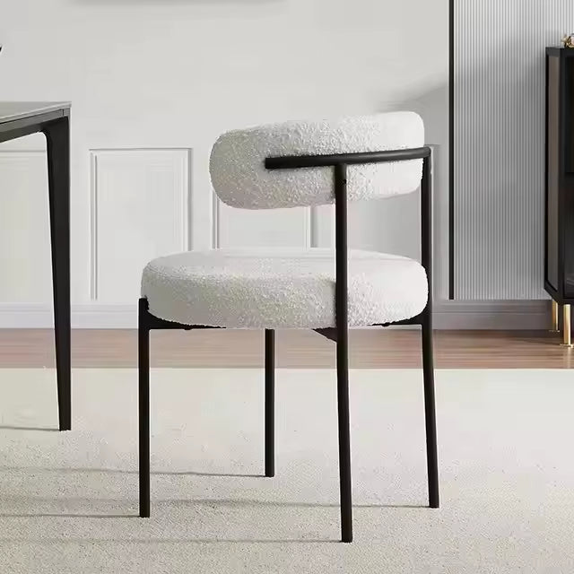 Modern Nordic Velvet Dining Chair with Curved Back and Metal Legs