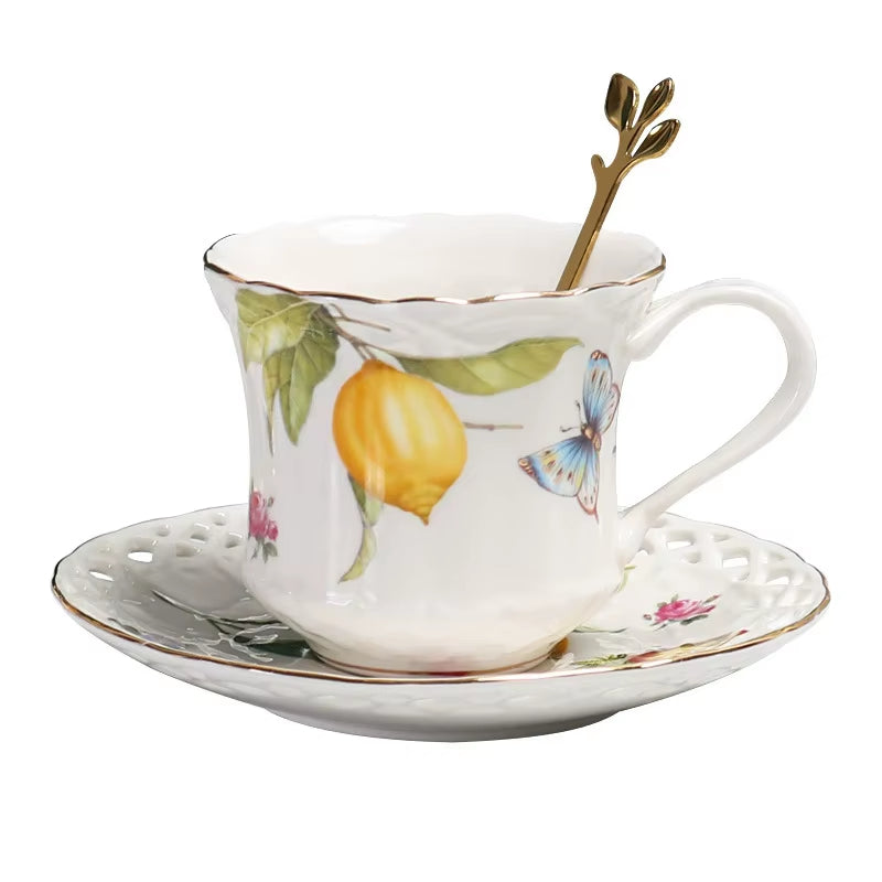 European Style Ceramic Coffee Cup and Saucer Elegant Tea Set