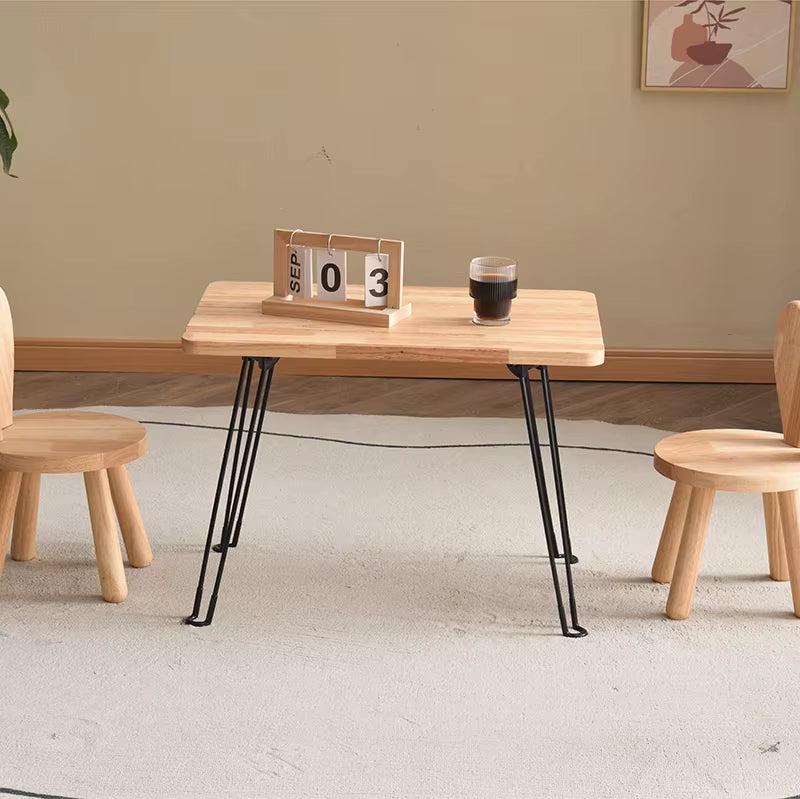 Compact Vintage Rattan and Wood Table Set for Hotel or Home Use