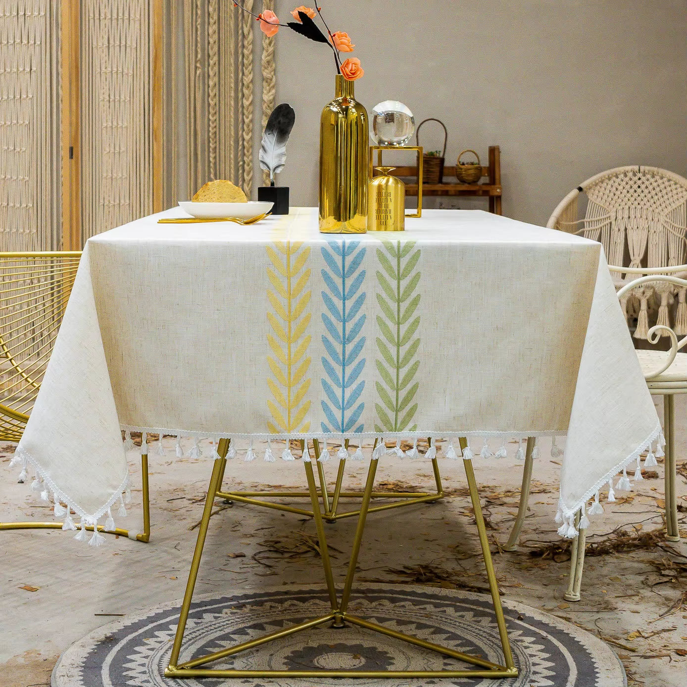 Elegant Cotton Linen Tablecloth Rectangle for Dining Room Decor
