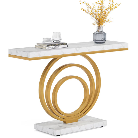 41" Modern Console Table – Gold Marble Entryway & Sofa Table