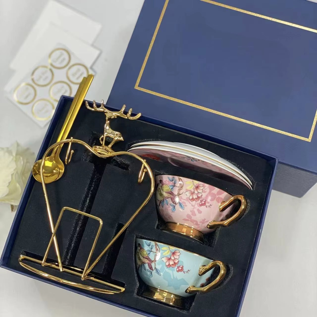 Luxury British Style Bone China Tea Cup and Saucer Set