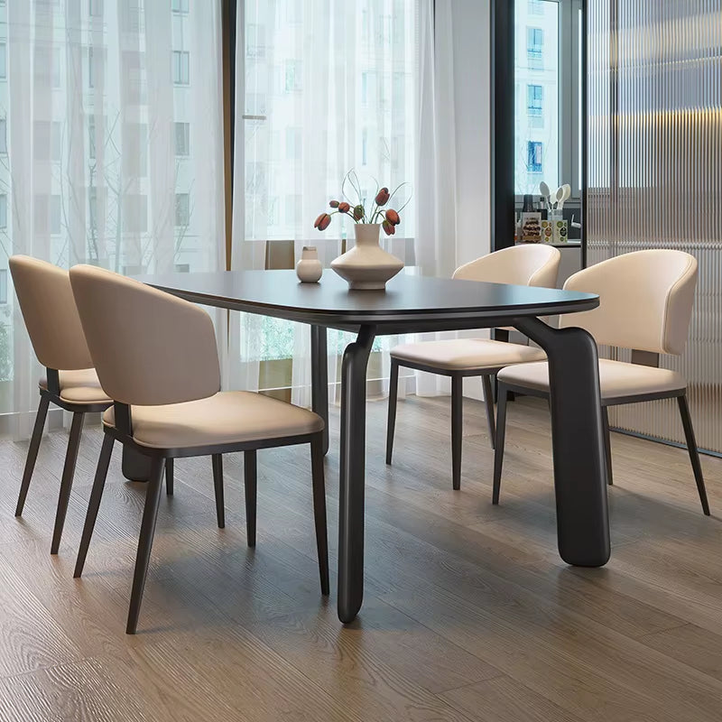 Luxury Oval Dining Table Set in Black for Compact Dining Rooms