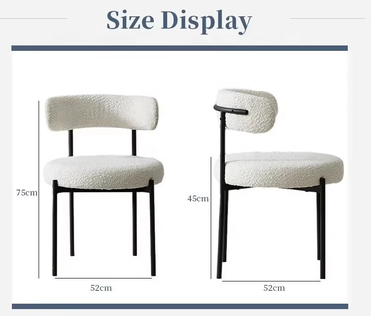 Modern Nordic Velvet Dining Chair with Curved Back and Metal Legs