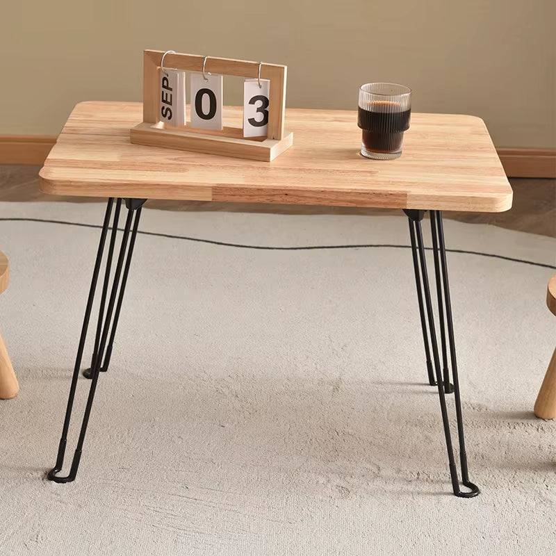 Compact Vintage Rattan and Wood Table Set for Hotel or Home Use