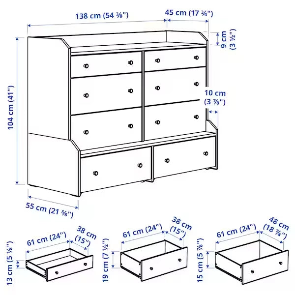 Multi-Functional White Wooden Bedroom Drawer Chest Furniture