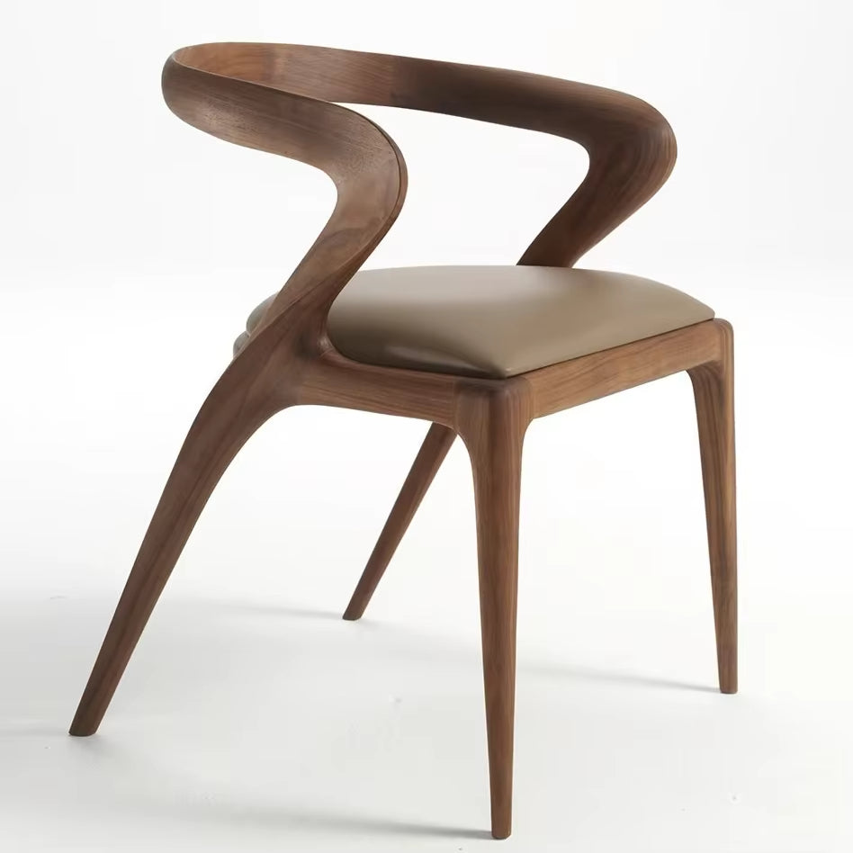 Heavy Duty Leather Dining Chair with Solid Wood Frame for Home Use