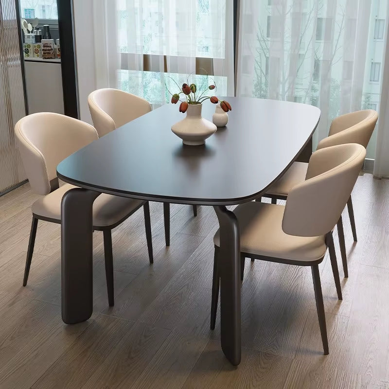 Luxury Oval Dining Table Set in Black for Compact Dining Rooms