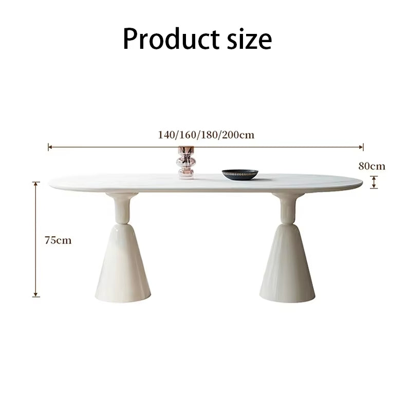 Modern Oval Dining Table Set for 4 to 6 with Solid Wood and Sintered Top