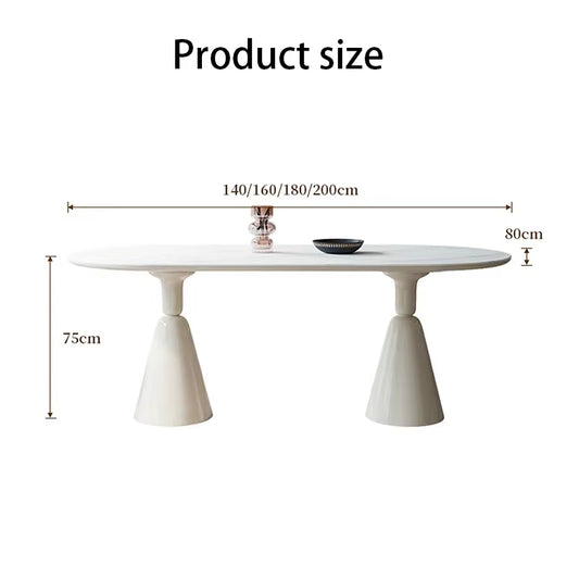 Modern Oval Dining Table Set for 4 to 6 with Solid Wood and Sintered Top