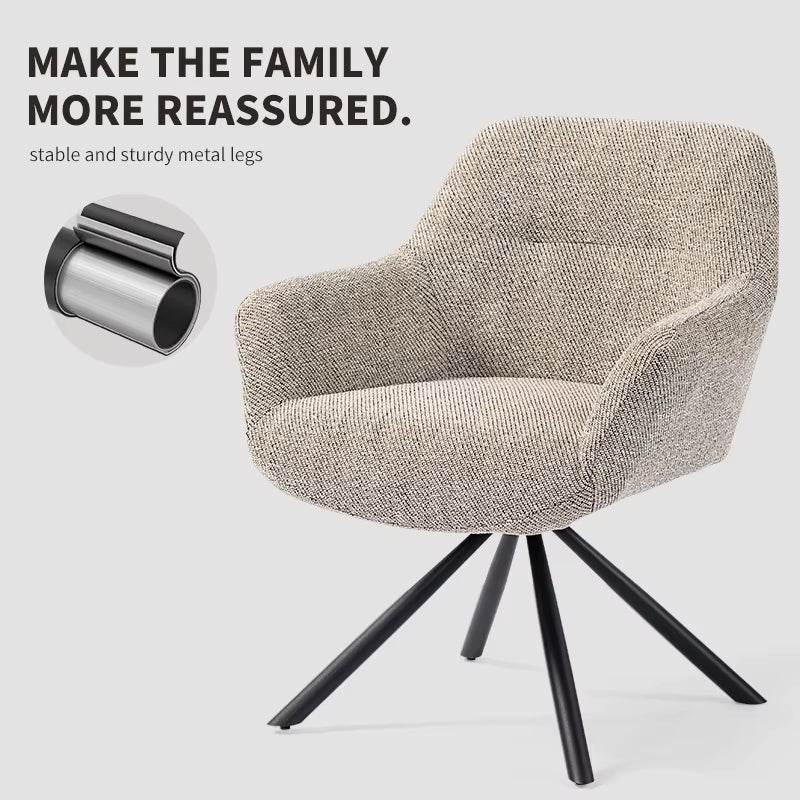 Modern Beige Accent Chair with Armrests for Living Room or Office